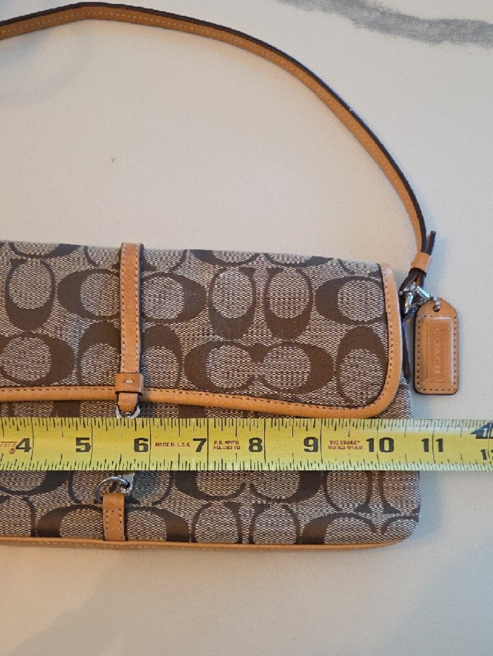 Coach Brown and Tan Signature Jacquard Shoulder Bag - Picture 4 of 6